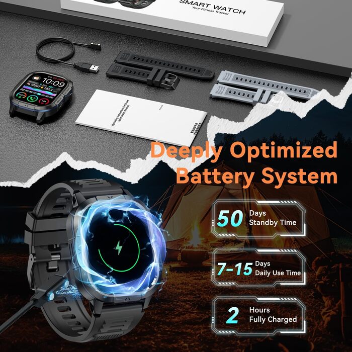 Розумний годинник для чоловіків та жінок з функцією телефону наручний годинник з Bluetooth-дзвінками, водонепроникний фітнес-трекер, розумний годинник з пульсометром, монітором сну, крокоміром, спортивний годинник для Android та iOS, чорний