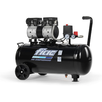 Безшумний мобільний повітряний компресор FIAC SUPERSILENT 50, безмасляний, максимальний тиск 8 бар, 1 к.с., бак 50 л, рівень шуму