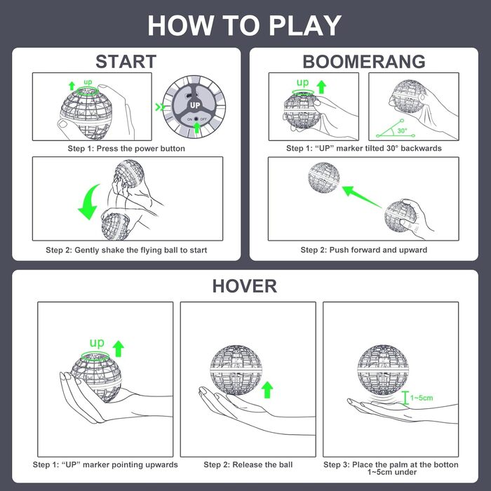 Літаюча куля Orb Toys 2025 – Hover Ball Pro з RGB-підсвічуванням, Magic Boomerang Hand Controller Mini Drone для хлопчиків, дівчаток, дітей 8–12 років (синій)