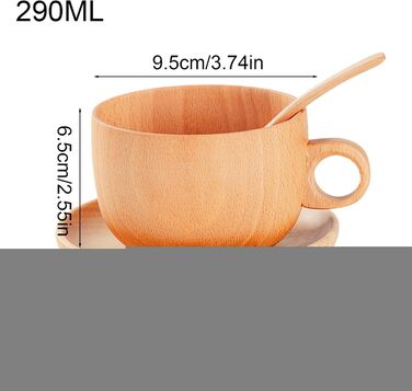 Дерев&39яна кавова чашка, посуд з натурального дерева, 290 мл, з ложкою, набором чашки та ложки, для чаю, кави, віскі в саду, парку, вдома, на пікніку, в кемпінгу, вечірці