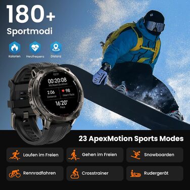 Розумний годинник KOSPET Tank T4 GPS для чоловіків, повністю з нержавіючої сталі, 6 супутників та офлайн-карти, водонепроникність 10 атм (занурення до 45 м), 50-денний час роботи від батареї, дзвінки Bluetooth, цілодобовий монітор серцевого ритму/сну, чор