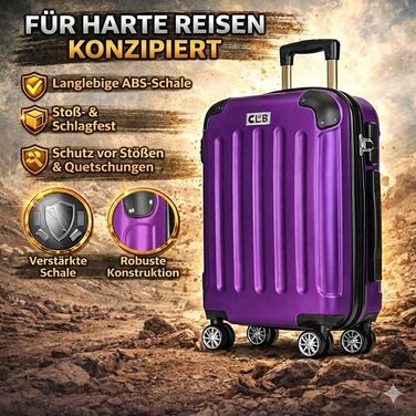 Велика валіза POSH з ABS-пластику - внутрішній об&39єм 100 л - легка валіза з твердою оболонкою 3,7 кг, 75x50x30 см - дорожня валіза з кодовим замком - колеса, що плавно обертаються на 360 - для поїздок на 10-14 днів, фіолетовий XL - великий