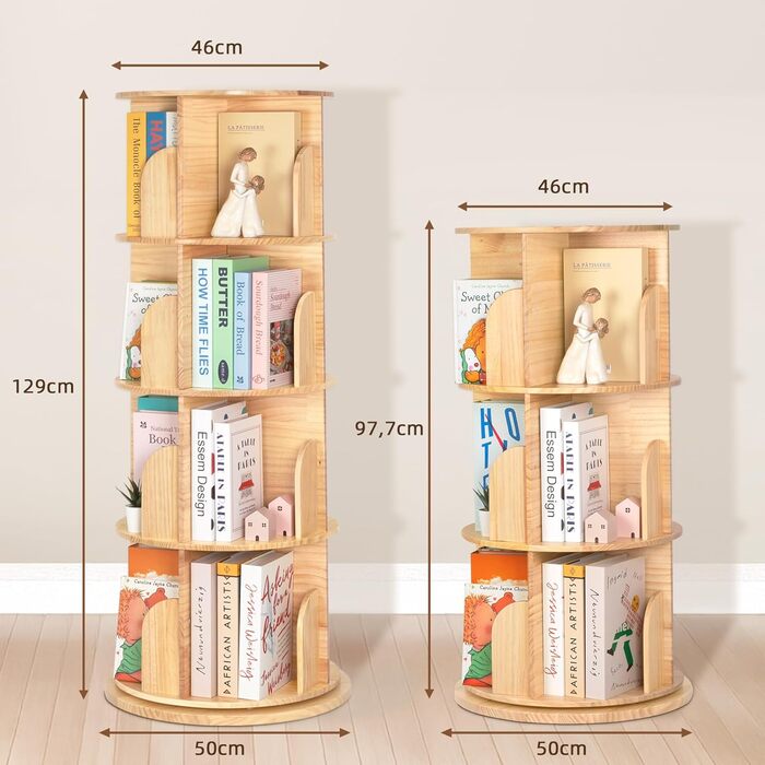 Обертова дитяча книжкова полиця OOOK з масиву дерева, 3-рівнева дитяча книжкова полиця з можливістю обертання на 360 градусів для дітей та дорослих, багатофункціональна дерев&39яна дитяча книжкова полиця для дитячої ігрової кімнати, 3 яруси