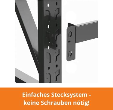 Надміцний стелаж/Стелаж для шин 200x60x200 см Вантажопідйомність 300 кг на полицю Металевий стелаж для зберігання Стелаж для підвалу/гаража 4 знімні полиці, чорний