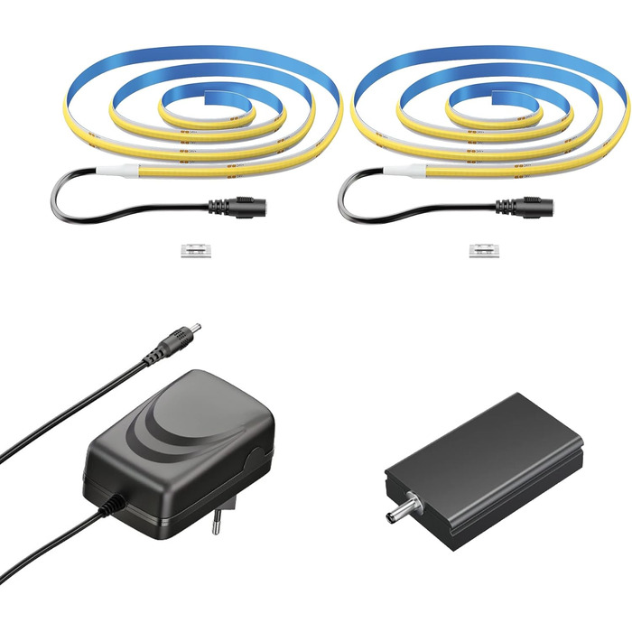 Світлодіодна стрічка COB JOR, 100,0 см, плоска, біла, 22,54 Вт, кожна 1209 лм, набір з 2 шт. , включаючи контролер WLAN Набір з 2 шт. Колір світла білий