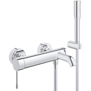 Змішувач для ванни та душу GROHE Essence з душовим набором (комплект з зворотним клапаном та автоматичним перемикачем), хром, 33628001
