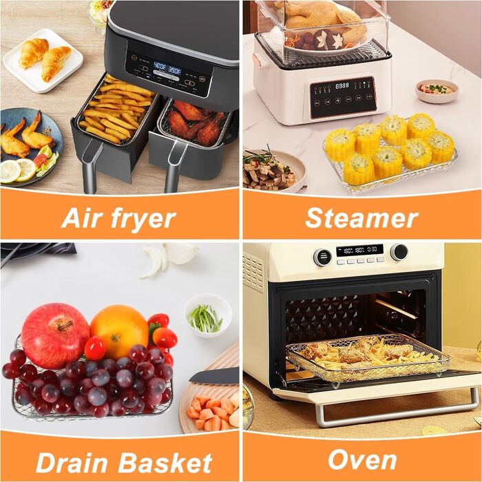 Стійки для фритюрниці YQL для Ninja Dual, аксесуари для фритюрниці Аксесуари для фритюрниці 304 Кошик для фритюрниці з нержавіючої сталі для Ninja AF300EU,AF400EU, Innsky, Princess Dual Zone Air Fryer 19 см x 13 см x 9 см