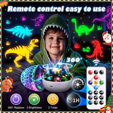 Нічник Staryou Зоряне небо Проектор для дітей, 15 музичних нічників-іграшок-динозаврів, 3 фільми 31 колір лампи-динозавра, пульт дистанційного керування яскравість таймер яйце-динозавра, хлопчик 4 роки, ідея подарунка, білий