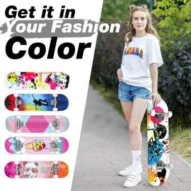 Скейтборд для дітей, підлітків та дорослих BELEEV Cruiser Skateboard 31 x 8 Inch – Red