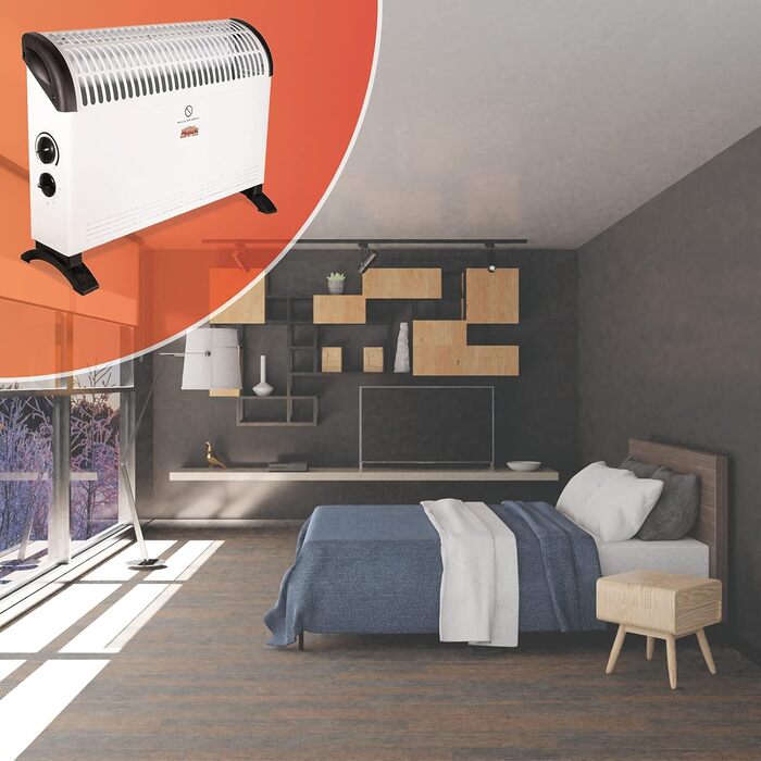 Електричний обігрівач MAUK, підключається до мережі Захист від замерзання з термостатом, 3-ступінчастий конвектор Обігрівач з ручкою для перенесення, кемпінговий обігрівач, 750/1250/2000 Вт, білий, електричний, для теплиць