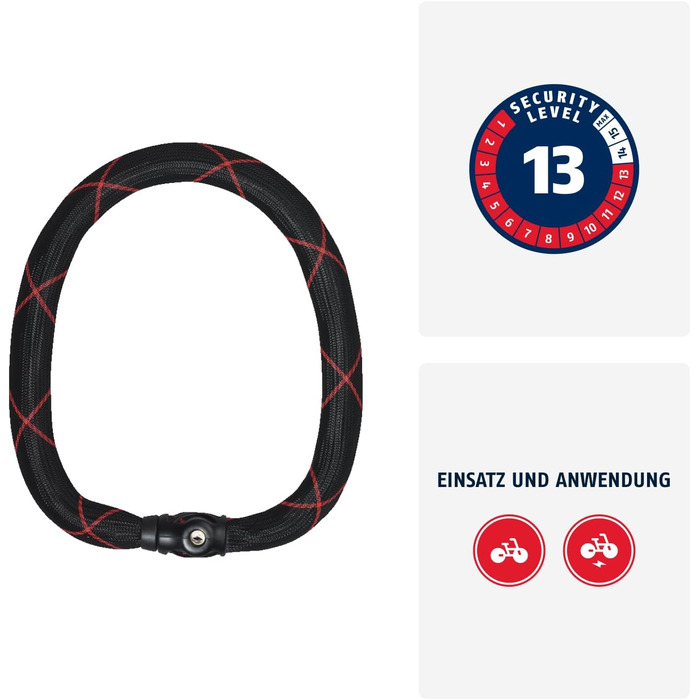 Ланцюговий замок ABUS Ivy Chain 9210 Велосипедний замок із загартованої сталі Ланцюг товщиною 10 мм Рівень безпеки ABUS 13 Чорний 140 см Ivy 9210 Одинарний