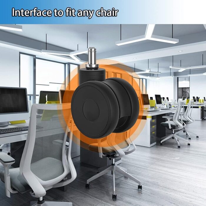 Коліщатка для офісних крісел, ролики для твердої підлоги 11 мм для офісних крісел, комплект із 5 змінних роликів, ролики для офісних крісел, гумові ролики для офісних крісел для килимових, паркетних та плиткових підлог, ролики для офісних крісел 75 мм до 