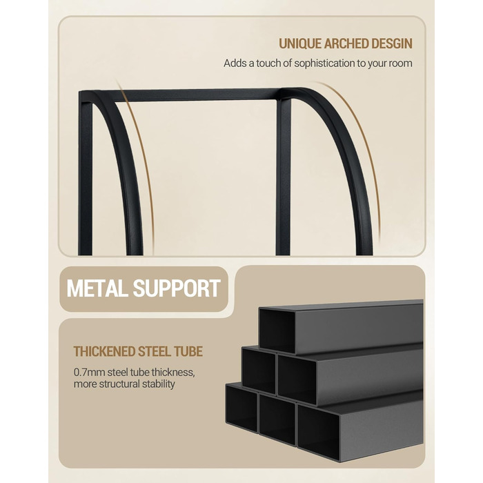 Полиця Hzuaneri, книжкова шафа, 6-ярусна полиця, полиця для DVD, вузькі полиці, офісна полиця в індустріальному стилі, металевий каркас для вітальні, спальні, кухні, чорна BC56004B 30 x 33,6 x 182,5 см чорна