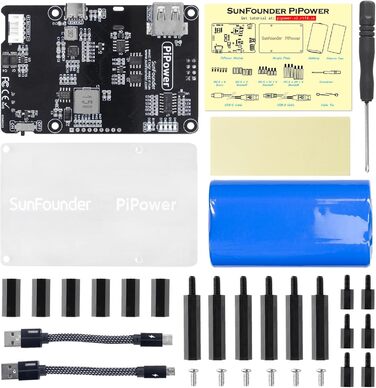 Блок живлення ДБЖ SunFounder PiPower Raspberry Pi, захист Raspberry Pi та SD, плата розширення Power Bank 5 В/3 А, сумісна з Raspberry Pi 4B/3B/3B/нуль 2 Вт/нуль Вт (батарея в комплекті)