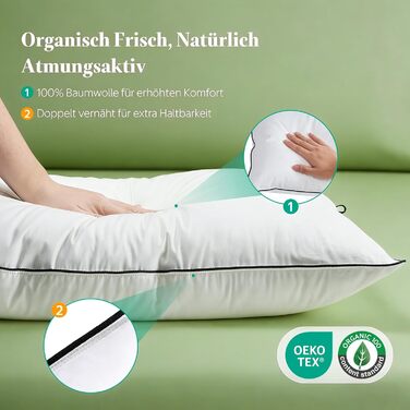 Пухові подушки преміум-класу APSMILE 40x80 (2 шт.) Зовнішній наповнювач 90 білого пуху Внутрішній наповнювач суміш пера Ергономічний дизайн для максимального комфорту Чохол з м&39якої органічної бавовни Вага наповнювача 730 г кожна, 40x80 см (2 шт.), біли