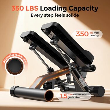 Степер Sportsroyals для вправ на сходах для дому степер з гойдалками вгору-вниз із силовими канатами для тренування м&39язів спини/рук/сідниць, міні-степер для фітнесу вдома та офісу