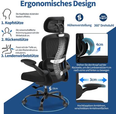 Ергономічне офісне крісло TRALT, до 150 кг, сітка, чорний