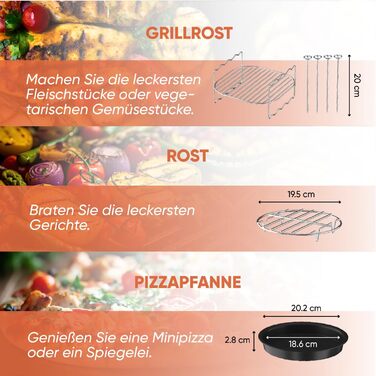 Аксесуари для фритюрниці UNBOX, аксесуари для круглої фритюрниці з 17 предметів для мультипечі XL, COSORI 4.7 л, Philips 6.2 л, Tefal 4.2 л, діаметр 20 см - з силіконовою формою та круглими аксесуарами книги рецептів