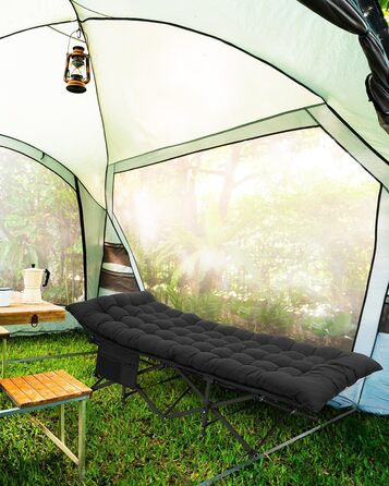 Розкладне ліжко Sportneer з матрацом, ширина 71 см, вантажопідйомність 204 кг, гостьове ліжко, туристичне ліжко, похідне ліжко з сумкою для зберігання для дорослих, для вулиці, в приміщенні, саду, кемпінгу, подорожей, 188 см 71 см 37 см, чорнийчорний