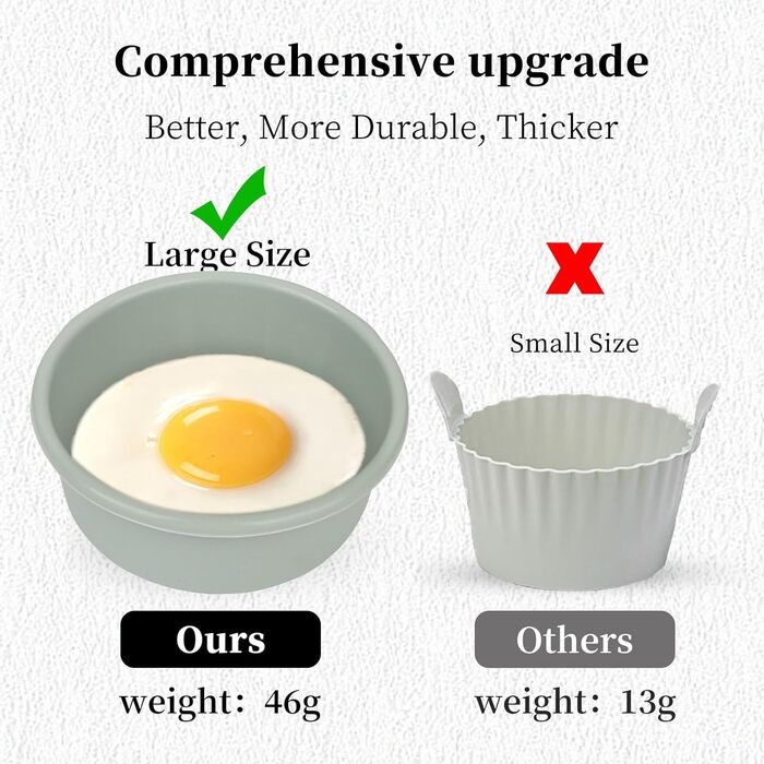 Форми для яєць Air Fryer, 13.3 см, аерофритюрниця Силіконові рамекіни з антипригарним покриттям, духовка та мікрохвильова піч, багаторазові, харчові аксесуари для фритюрниці для приготування їжі, випічки, 4 рожеві 13,3 см