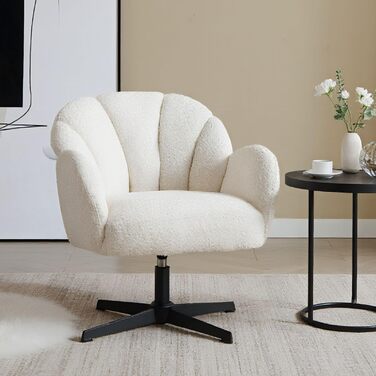 Крісло Chairus для вітальні, обертове м&39яке крісло з підлокітниками, штучне хутро, крісло-реклайнер, сучасне крісло, спальня, балкон (біле)