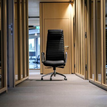 Крісло керівника ASPERA 20 Шкіряне офісне крісло Nappa чорного/хромованого кольору з високою спинкою/підголівником чорного кольору, 600900