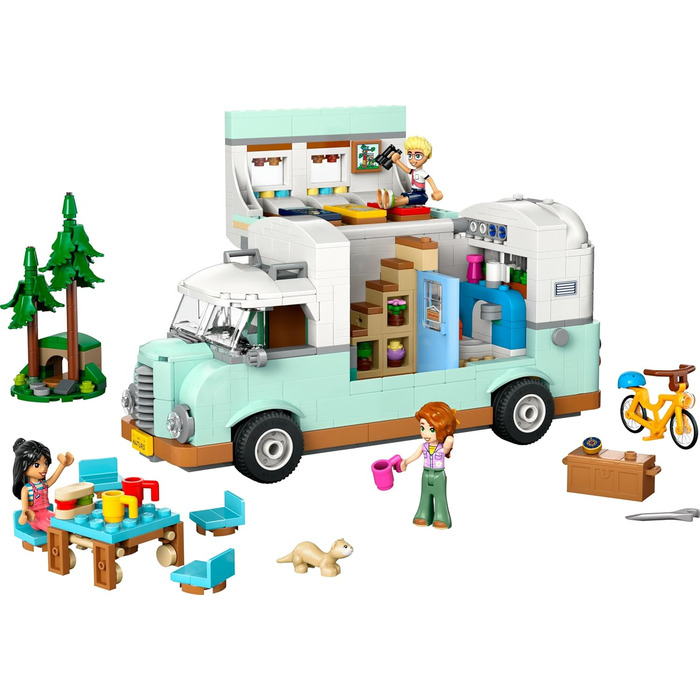 Кемпер LEGO Friends, набір для рольової гри з іграшковим караваном, подарунок для дівчаток віком від 7 років, креативний ігровий набір з 3 мініфігурками та фігуркою тварини-тхора 42663