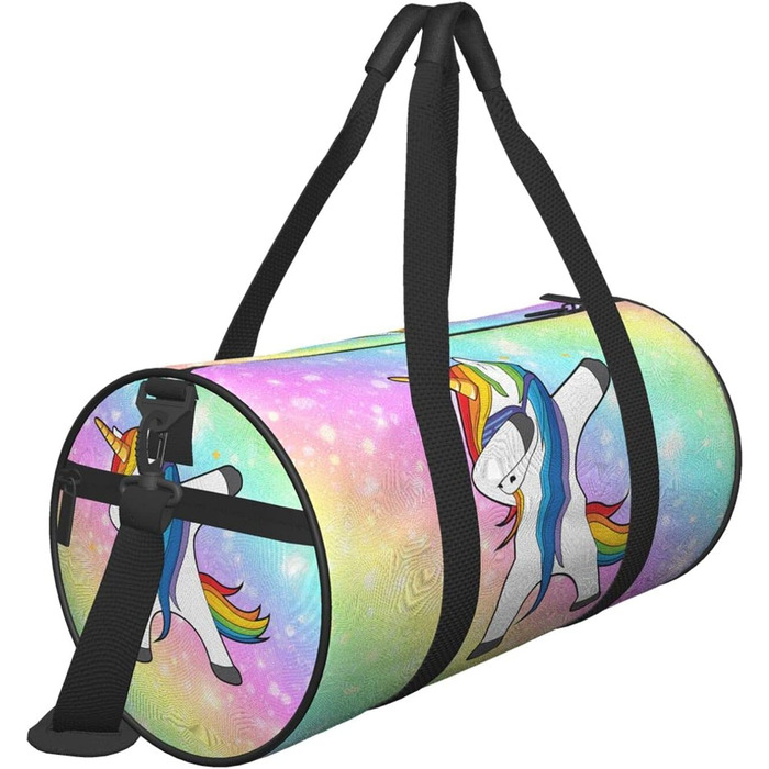 Яскрава дорожня сумка з веселим єдинорогом, що танцює, для спортзалу, подорожей, спорту, великих покупок, а також як сумка для ночівлі та вихідних для чоловіків та жінок.