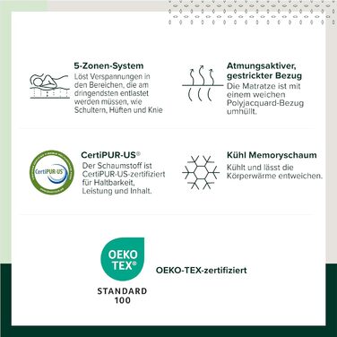 Матрац Zinus 140x200 см H2/H3 - Висота 11 см - Ергономічний матрац з холодної піни 140x200 см - Згортається матрац середньої жорсткості - Сертифіковано Oeko-TEX - Виготовлено за німецькими стандартами 140 x 200 см Висота 11 см Холодний гель