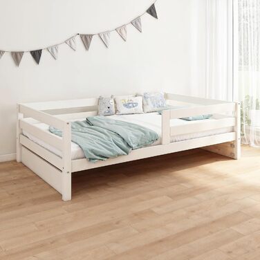 Дитяче ліжко Ehrenkind Sona з масиву сосни, біле, 120x200 см із захистом від падіння