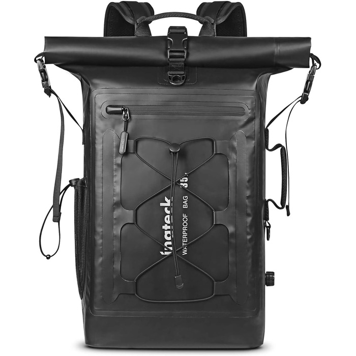 Рюкзак Inateck RollTop для чоловіків 30-35L водонепроникний багатофункціональний органайзер зі знімним плечовим ременем, випускним клапаном, водонепроникною блискавкою для їзди на велосипеді, походів на свіжому повітрі