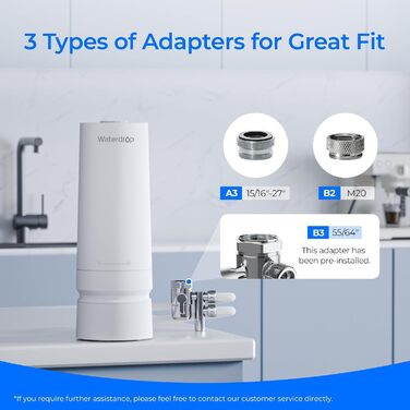 Настільний фільтр для води, 4000 галонів фільтр для води з крана з нагадуванням про термін служби фільтра, зменшує вміст важких металів, неприємного запаху та 99 хлору (1 фільтр у комплекті), 06