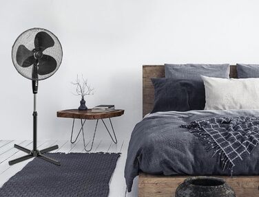 П'єдестальний вентилятор Bestron з трьома швидкостями, вентилятор з функцією обертання на 75 і регулюванням висоти до 122 см, Ø 45