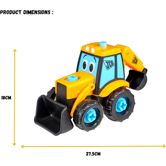 Мій перший розбірний екскаватор Joey Joey від JCB Іграшка для свердління на батарейках та розбірна будівельна іграшка Набір будівельного екскаватора з 16 деталей Від 18 місяців