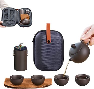 Портативний китайський фіолетовий пісочний чайний набір з точним носиком чайника та чашок для поціновувачів чаю