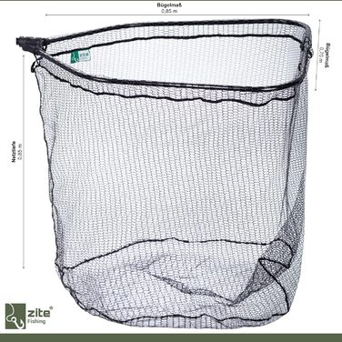 Великий гумовий підсак для човна Zite Fishing/Рибальська сітка Підсак для щуки та судака 70x85x85 см Гумований рибальський підсак, складний з мірною стрічкою - Гумова рибальська сітка для хижаків