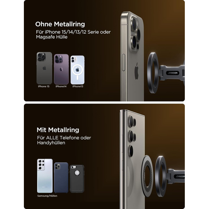 Тримач для мобільного телефону JOYROOM Автомобільний магніт складаний та суцільнометалевий MagSafe з 20 магнітами N55 та обертання