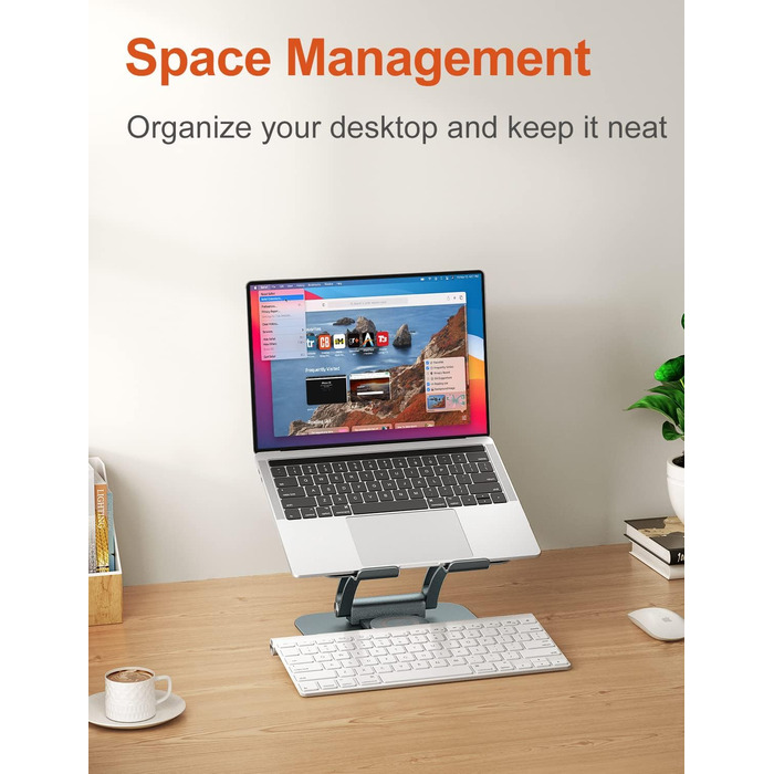 Підставка для ноутбука tounee з поворотним механізмом на 360, ергономічна, регульована по висоті. Підвищення для ноутбука на стіл, стійка для роботи стоячи. Сумісна з ноутбуками 1017 дюймів, сірого кольору.