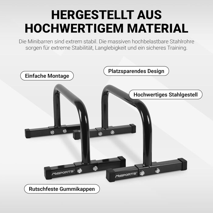 Фітнес-паралети MSPORTS стабільні міні-бруси/міні-бруси для калістеніки, вправ з власною вагою та тренувань усього тіла ідеально підходять для віджимань, віджимань, L-подібних положень, кріплення пресу та мобільності. Чорний колір