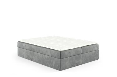 Ліжко-бокс Liam без узголів&39я 120 x 200 см 2 шт. Топпер для ліжка 5 см Безкоштовний бежевий велюр без ніжок Спальна поверхня 3 см 123/143/163/183/203 см (Riviera 91 - сірий, 120x200) 120x200 Riviera 91 - сірий