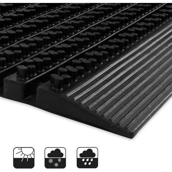 Килимок для дверей KARAT для використання в приміщенні та на вулиці - Килимок для дверей з міцними щітками - Вхідний килимок - Килимок для бруду, скребок для взуття, килимок для дверей (60 x 90 см, гума) Гума 60 x 90 см (прямокутний)