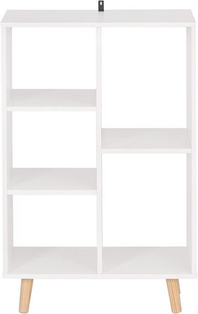 Книжкова полиця WOLTU, кімнатна перегородка, окремостояча полиця білого кольору, полиця для зберігання речей для вітальні, спальні, офісу, виготовлена з інженерної деревини, з ніжками з масиву дерева, 60x95x30 см, SK011ws