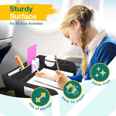 Мобільний робочий стіл для ноутбука та планшета TravelMate зручний піднос для подорожей, навчання та роботи з сумкою для зберігання, регульованим ременем та чохлом для планшета (до 15.6 дюймів), чорний