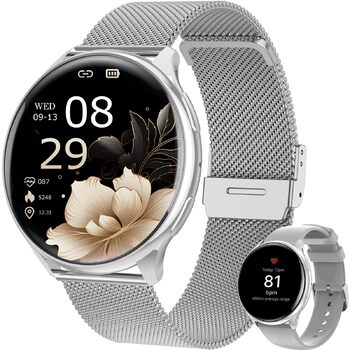 Жіночий смарт-годинник із функцією телефону, круглий смарт-годинник 1,39 дюйма з SpO2, 24-годинним монітором серцевого ритму, монітором артеріального тиску, монітором сну, фітнес-трекером із понад 120 спортивними режимами та крокоміром для iOS та Android 