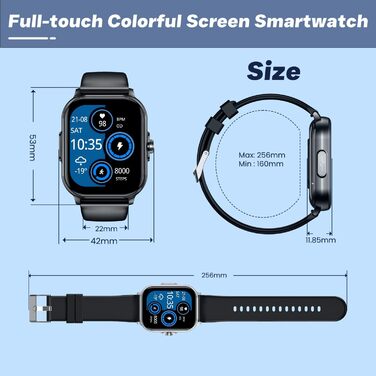 Чоловічий смарт-годинник з ЕКГВСР Кров&39яний тиск Розумний годинник для здоров&39я Водонепроникний фітнес-годинник Функція серцевого ритму 2.0-дюймовий TFT квадратний великий дисплей наручний годинник чорний