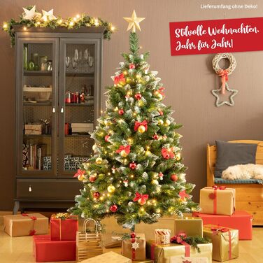 Штучна ялинка Високоякісна дерев&39яна підставка реалістичні гілки, хвоя з декоративним снігом та справжніми сосновими шишками Штучні ялинки, 180 см або 220 см. Ялинка 180 см.