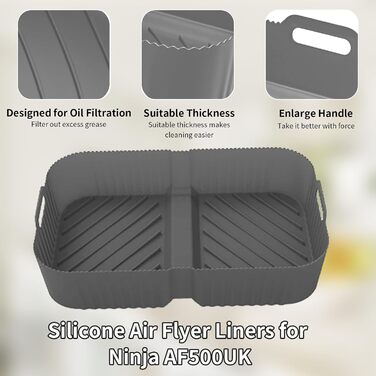 Силіконові вставки Аксесуари для фритюрниці 10.4L Ninja AF500EU AF500EUCP, силіконова форма для аксесуарів для фритюрниці (сірий-2 шт. и 5.2 л ука 10.4 л) чорний 2 шт. и 5,2 л ука 10,4 л