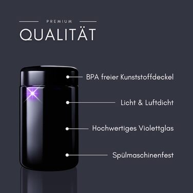 Елегантні скляні банки ANCEVIA з фіолетовим покриттям та індивідуальним гравіюванням, 200 мл набір із 6 шт. , герметичні контейнери з кришками Скляні контейнери Miron з кришками для спецій, насіння, чаю та трав