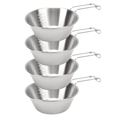 Кемпінгове начиння CHICIRIS, миски з нержавіючої сталі 304 зі складними ручками, легкий портативний набір мисок із 4 предметів для походів та подорожей