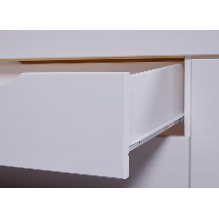 Ліжко з шухлядами - Двоспальне ліжко 140x200 см - Двоярусне ліжко з місцем для зберігання - Масив сосни - 2 шухляди та 1 коробка для зберігання - Включає рейкову основу - Білий лак - Efetivo 140x200 см 140 x 200 см Efetivo White з узголів&39ям